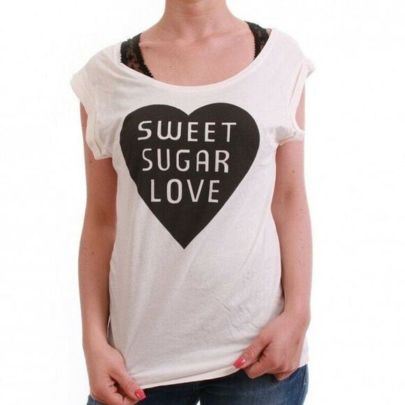 Maison Scotch Womens Graphic T-Shirt XL White Scoop Neck Cap Sleeve Lightweight - Picture 10 of 10